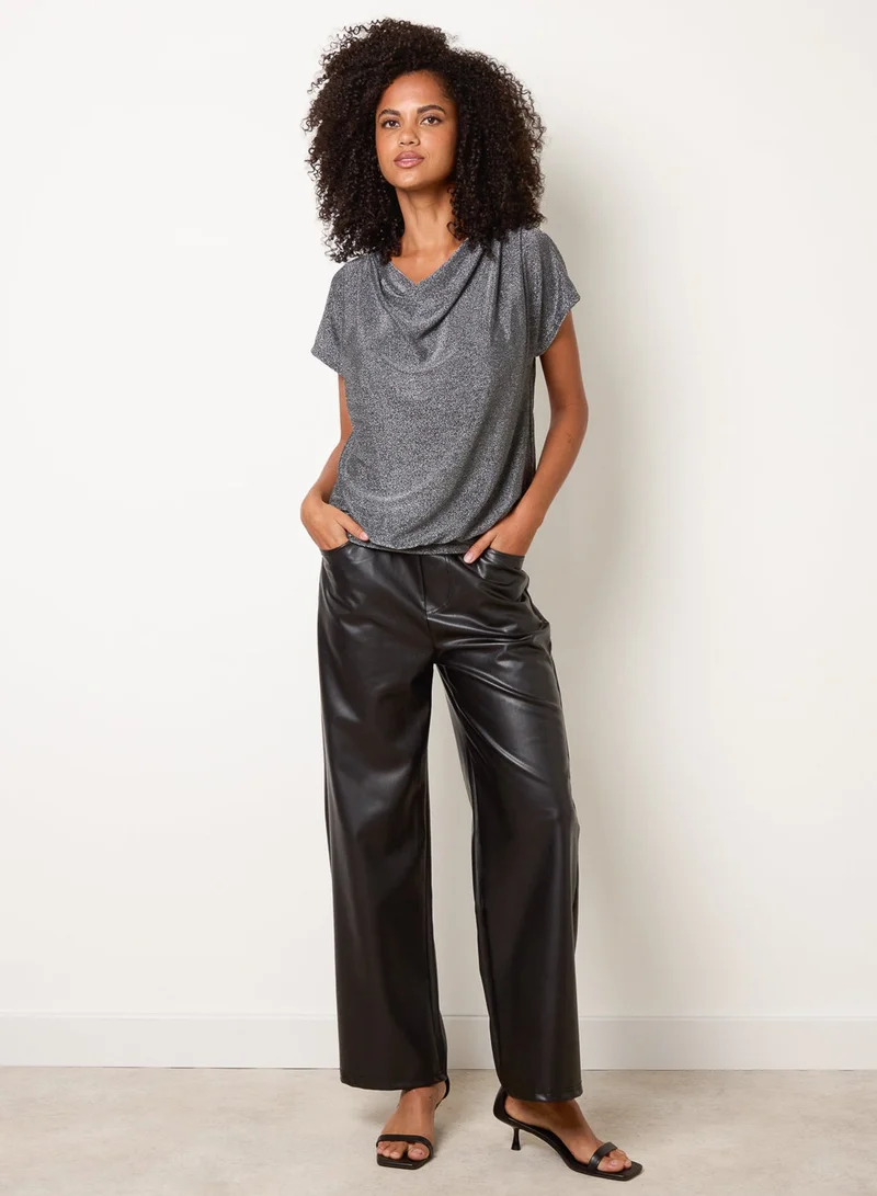 بلو فانيلا Cowl Neck Draped Top