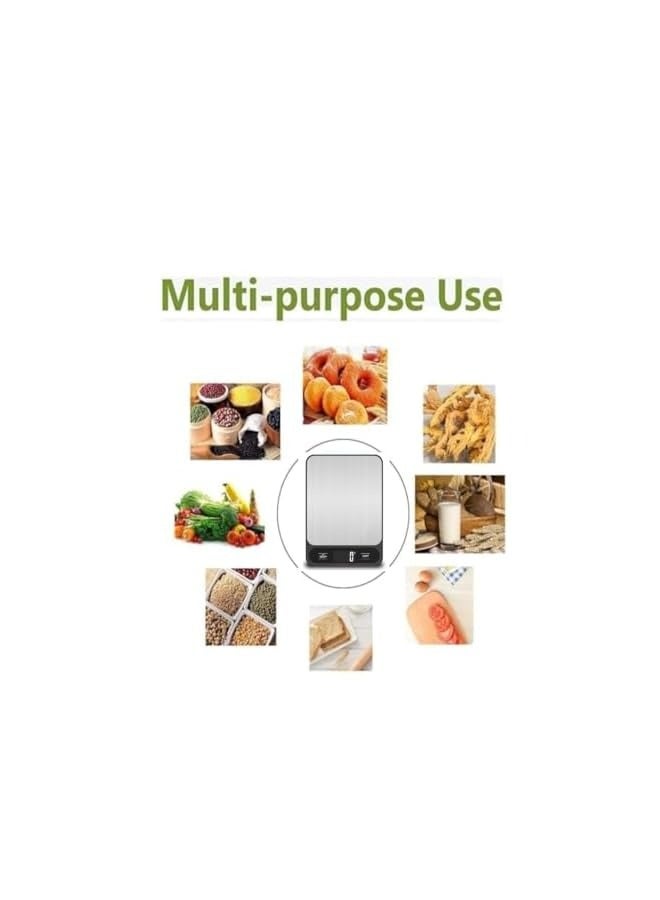 PROMASS Digital Kitchen Food Scale, Stainless-Steel Platform, Ultra Slim/Multifunctional High Accuracy with Large LCD Display/Tare Function for Weight Loss (Black 10KG) - Image 5