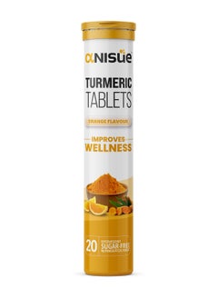 Anisue Turmeric Effervescent Tablets with Curcuma Longa - Rhizome Powder  500mg | Immunity Booster , Healthy Inflammatory Support, Non GMO & Gluten Free | Orange Flavour | Pack of 1 - 20 Tablets.  - Image 2