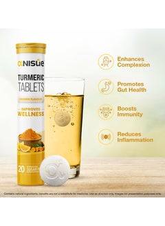 Anisue Turmeric Effervescent Tablets with Curcuma Longa - Rhizome Powder  500mg | Immunity Booster , Healthy Inflammatory Support, Non GMO & Gluten Free | Orange Flavour | Pack of 1 - 20 Tablets.  - Image 3