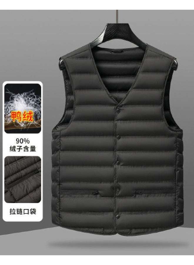 YaYa Winter Loose Lightweight Comfortable Solid Color Versatile Warm Inner Vest Casual Down Vest Men - Image 1