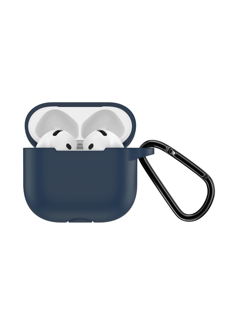 GREEN LION Berlin series Silicone Case for AirPods 4 / Shock Absorbent / 360° Full Protection / Washable Material / Portable Metal Carabiner / Skin Friendly Silicone - Blue - Image 1