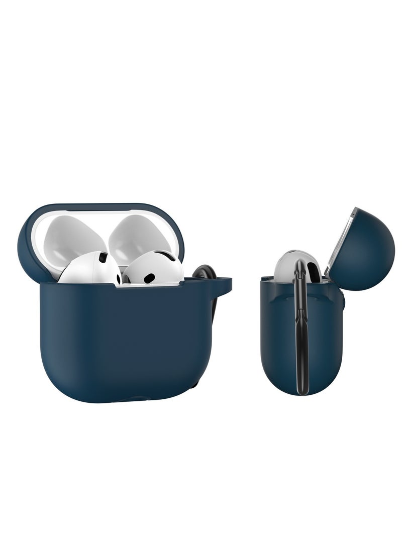 GREEN LION Berlin series Silicone Case for AirPods 4 / Shock Absorbent / 360° Full Protection / Washable Material / Portable Metal Carabiner / Skin Friendly Silicone - Blue - Image 4