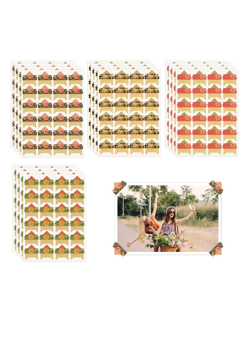 Excefore 16 Sheets Vintage Photo Corners - Self-Adhesive Kraft Picture Mounting Corner Stickers for DIY Scrapbooks, Diaries, Personal Organizer Notebook and Albums  - Image 1