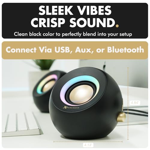 X9 Performance Computer Speakers for Desktop PC - Bluetooth, Aux, and USB Speakers with RGB Lighting for Desk Top, Laptops, Tablet - Image 2