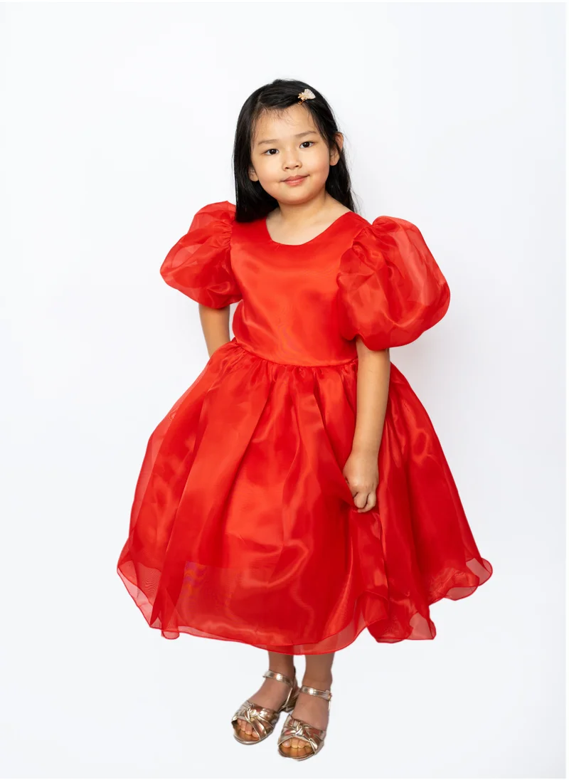 D'Daniela Tulip Party Dress-Red
