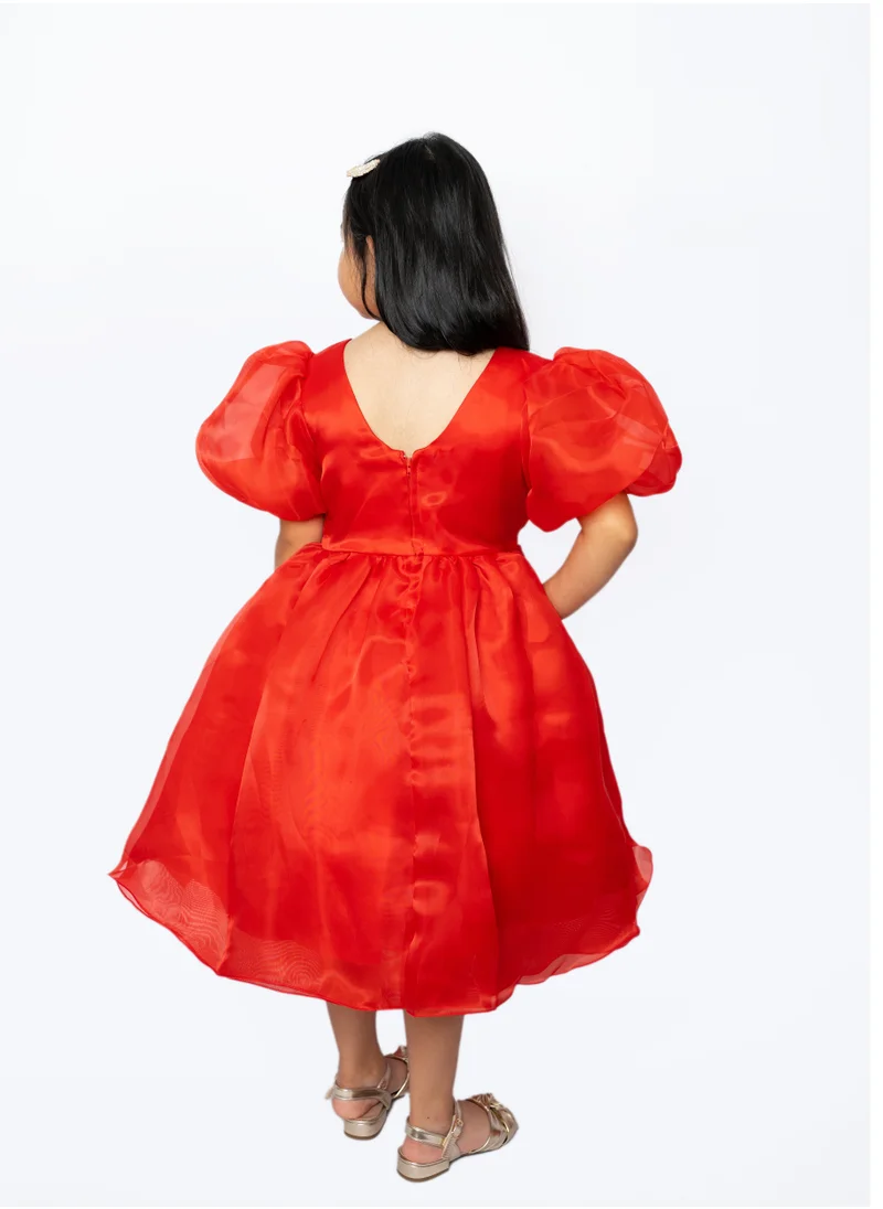 D'Daniela Tulip Party Dress-Red