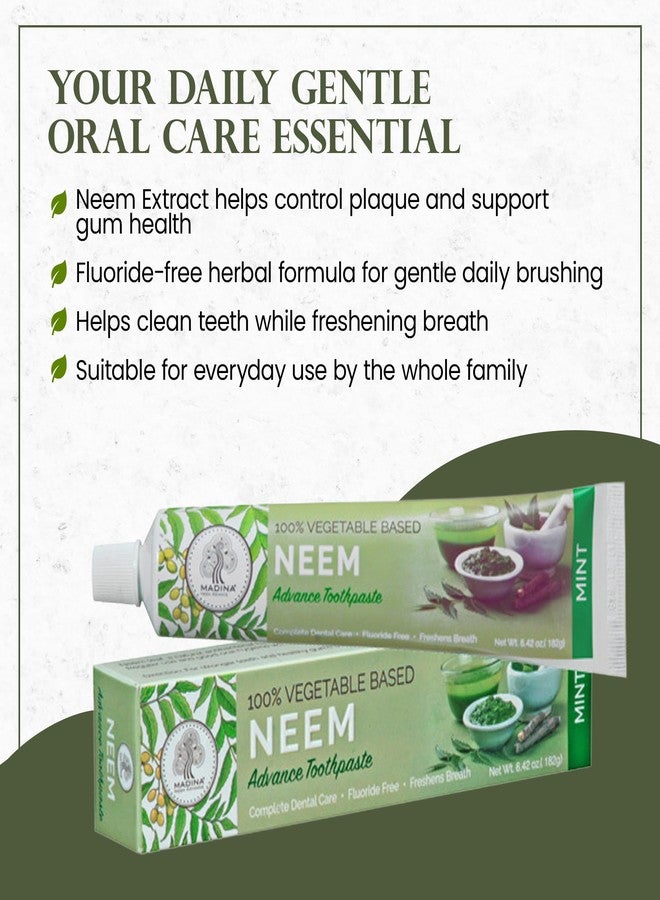 Madina Neem Advance Toothpaste – 6 Pack, Natural Oral Care, Herbal Toothpaste, Antibacterial, Antifungal, Plaque Control, Breath Freshening, Daily Use, Oral Hygiene, 6.42 oz Each - Image 3