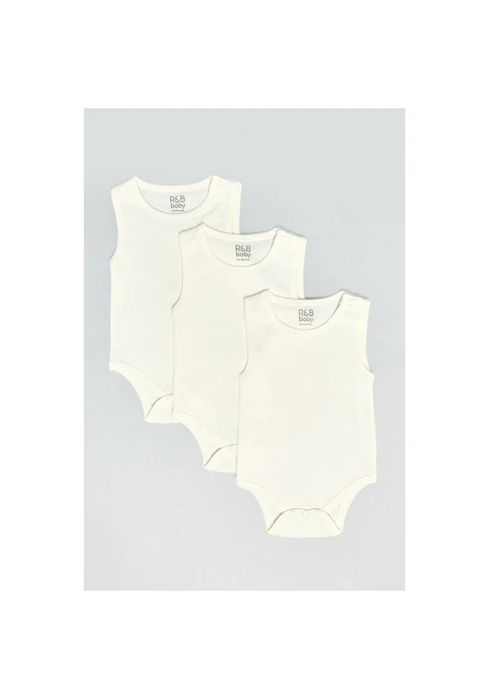 أر أند بي 3 Pack Solid Sleeveless Bodysuits