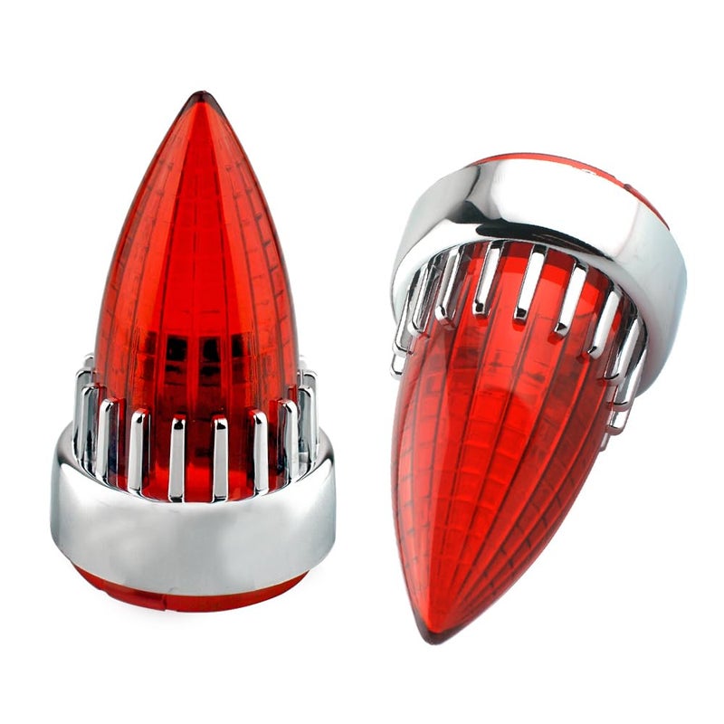 61mm Diameter Bullet Turn Signal Indicator Lens Light Cover Trim For Harley Davidson Sportster Dyna Softail Street Glide Road Glide ChromeRed