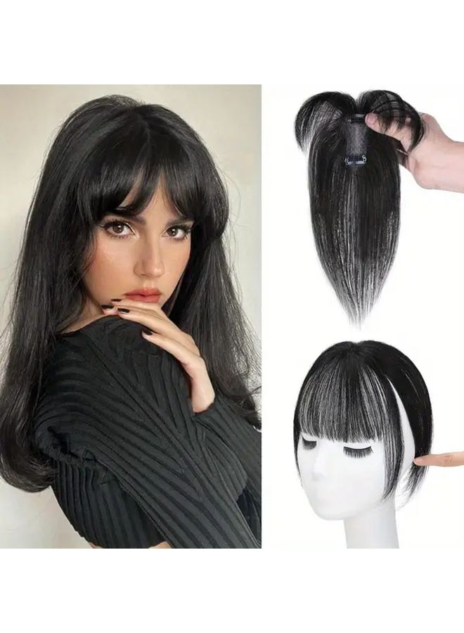 1 قطعة شعر بشري من نوع تي شيرت Wig Block Cover 10 بوصة شعر مستقيم توبير للنساء والرجال شعر حقيقي سهل الترتيب قبعة ثابتة ومناسبة بني غامق - Image 1