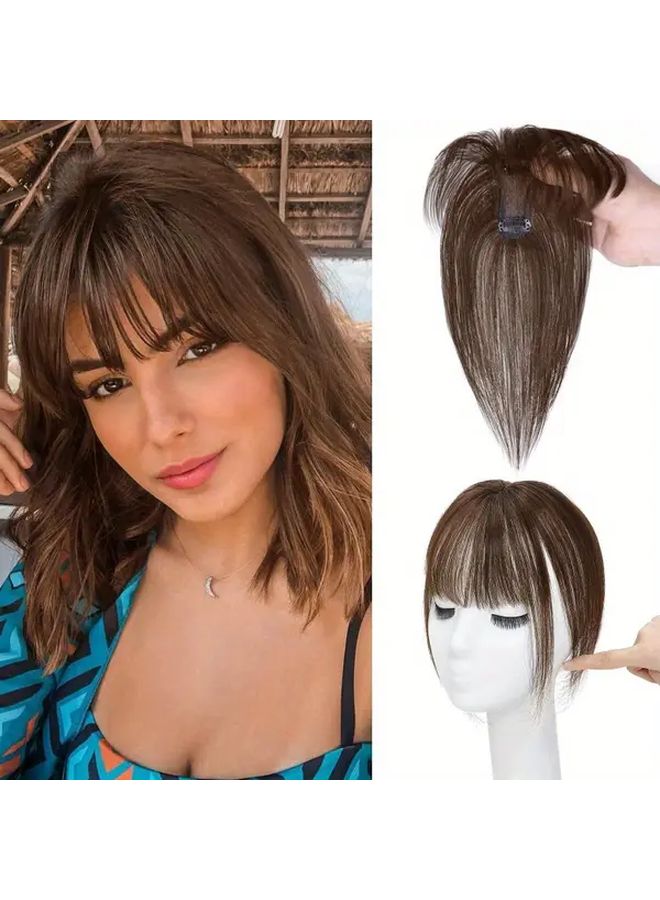 1 قطعة شعر بشري من نوع تي شيرت Wig Block Cover 10 بوصة شعر مستقيم توبير للنساء والرجال شعر حقيقي سهل الترتيب قبعة ثابتة ومناسبة بني غامق - Image 5