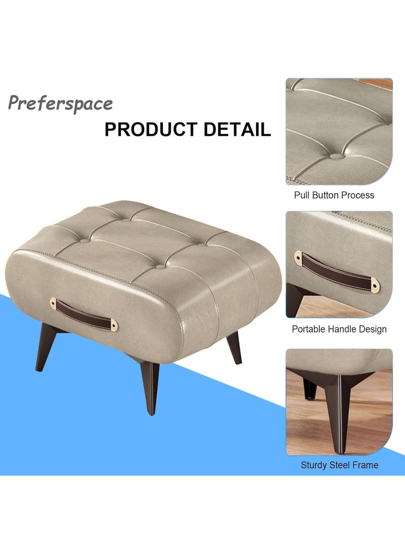 شو وو مسند قدم عثماني عتيق، مسند قدم أنيق وعملي، مسند قدم، مقعد عثماني مبطن حديث، كرسي منزلي بمقبض للمنزل والمكتب - Image 4