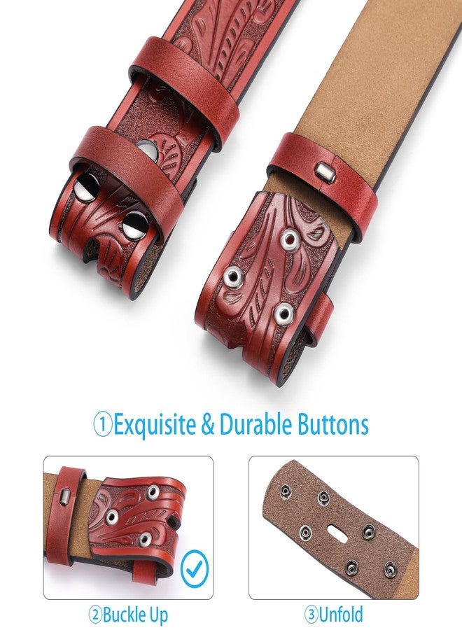 SENDEFN Western Belts for Men Women Cowboy Belt without Buckle Western Leather Belts 1.5" Wide Western Belt Straps for Jeans - Image 3