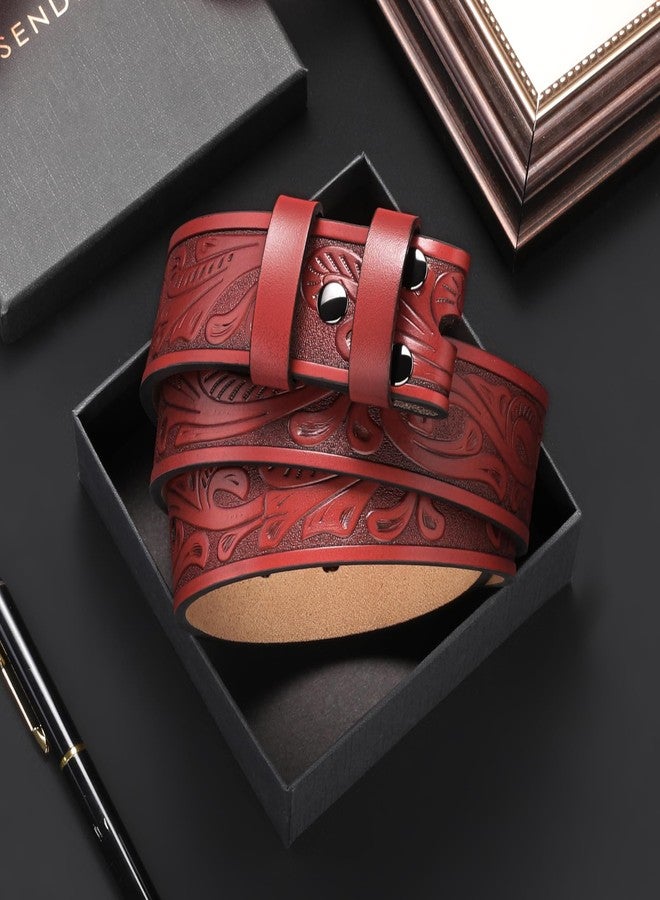 SENDEFN Western Belts for Men Women Cowboy Belt without Buckle Western Leather Belts 1.5" Wide Western Belt Straps for Jeans - Image 5