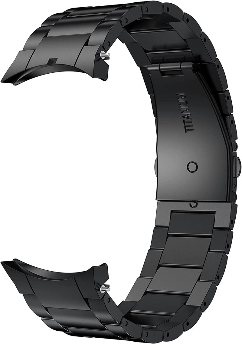 Printme Compatible for Samsung Galaxy Watch 5 Pro 45mm/4 Classic 42mm 46mm Bands, No Gaps 20mm Titanium Metal Watch Strap Compatible for Samsung Galaxy Watch 5/4 40mm/44mm Band (Black) - Image 1