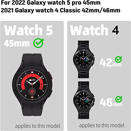 Printme Compatible for Samsung Galaxy Watch 5 Pro 45mm/4 Classic 42mm 46mm Bands, No Gaps 20mm Titanium Metal Watch Strap Compatible for Samsung Galaxy Watch 5/4 40mm/44mm Band (Black) - Image 2
