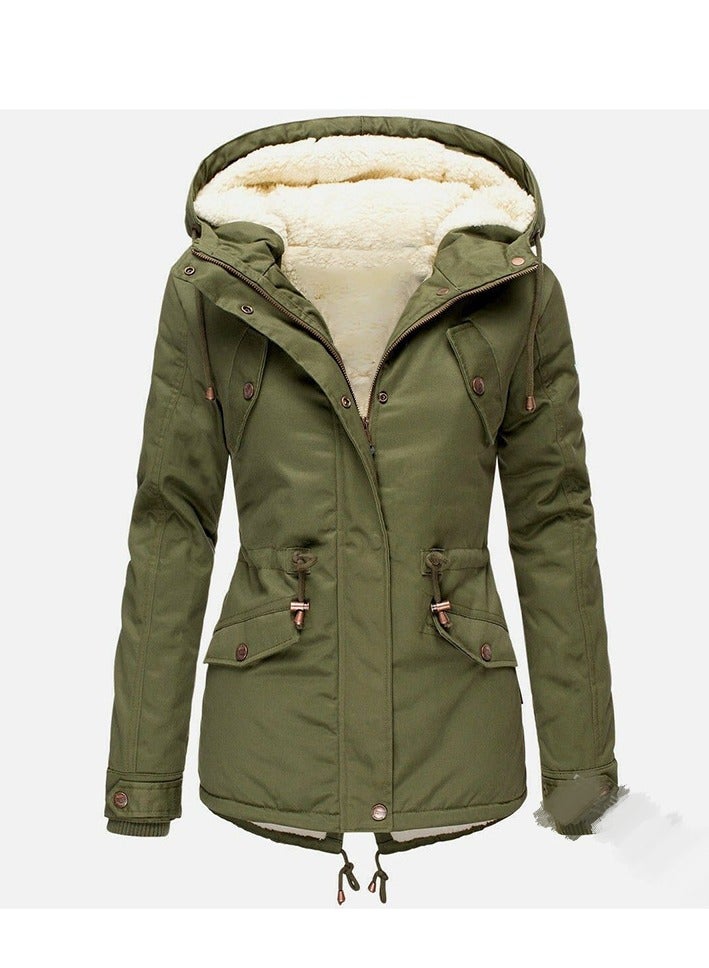 Hooded Slim Thicken Warm Womens Cotton CoatGreen Green