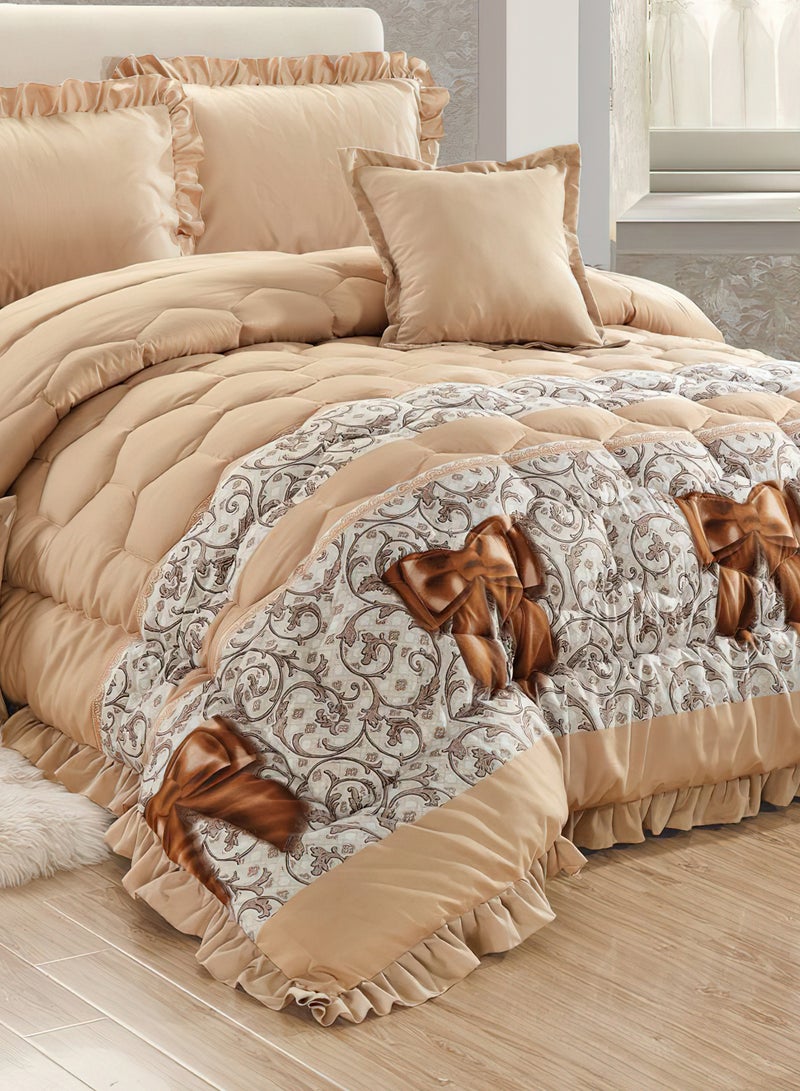 مون طقم مفرش  مقاس كينج مكون من 6 قطع طقم لحاف مزدوج للجنسين يتضمن 1 لحاف و 1 ملاءة سرير و2 غطاء وسادة نوم و 2 غطاء وسادة ديكور غطاء مناسب لجميع الاوقات - Image 4