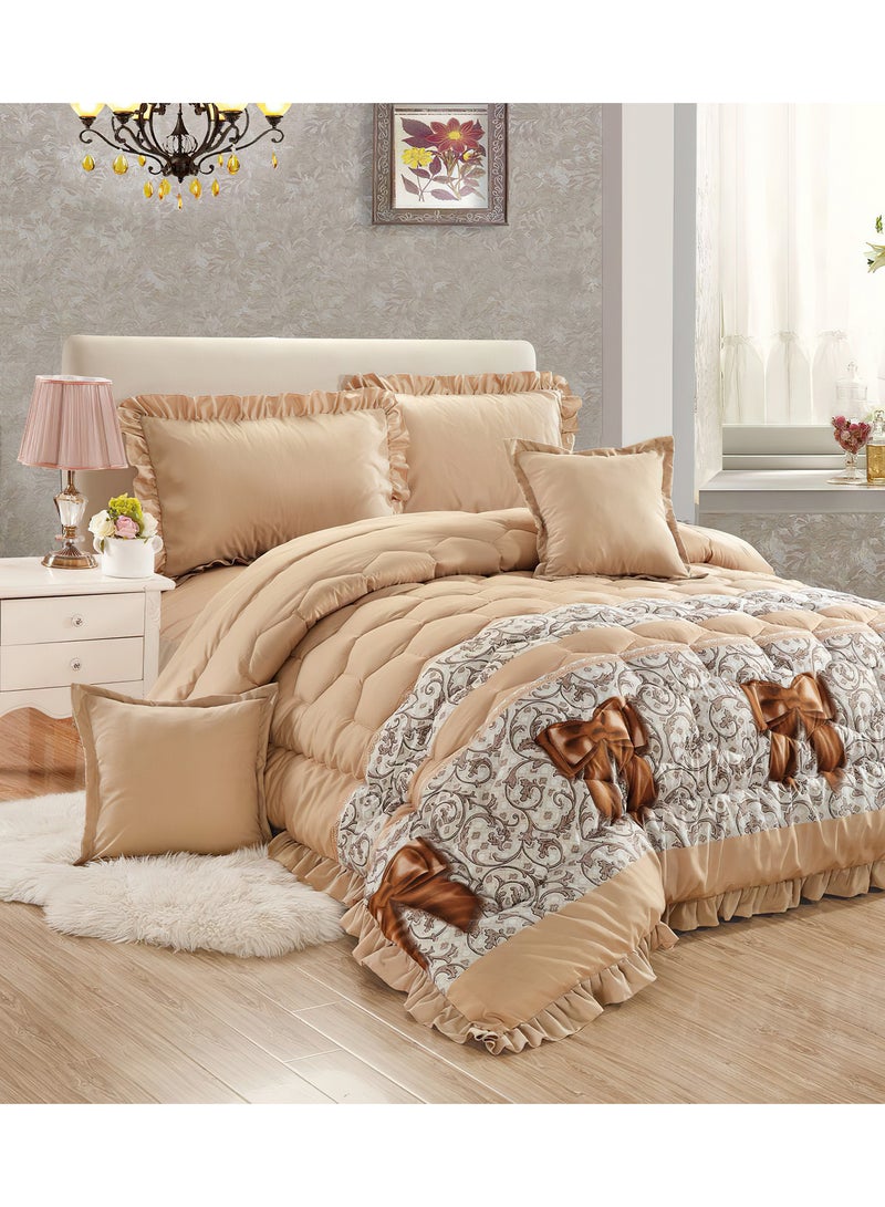 مون طقم مفرش  مقاس كينج مكون من 6 قطع طقم لحاف مزدوج للجنسين يتضمن 1 لحاف و 1 ملاءة سرير و2 غطاء وسادة نوم و 2 غطاء وسادة ديكور غطاء مناسب لجميع الاوقات - Image 1