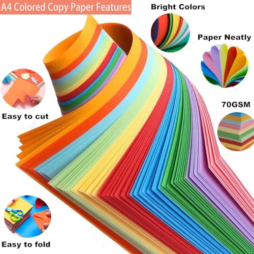 YOUNGWELL A4 Colored Paper 100 Sheet, Craft Art Papers for Origami, Crafts & Thin Copy Construction Paper for School, Office Classroom Supplies Arts Drawing（70gsm/19lb） - Image 3