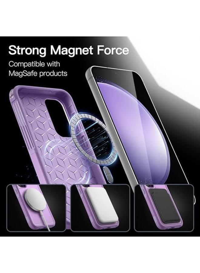 جي تيك جراب لهاتف Samsung Galaxy S23 Fe مقاس 6.4 بوصة متوافق مع ملحقات Magsafe بطبقتين متينتين ومضاد للصدمات وغطاء مغناطيسي للهاتف باللون الأرجواني الفاتح - Image 5