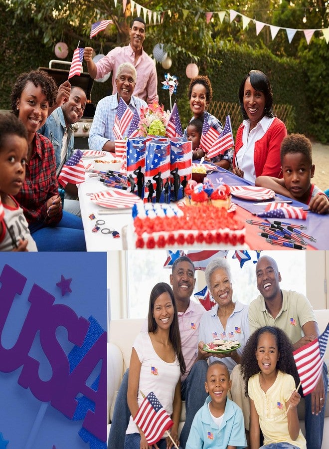 Bulyoou 200 Pcs / 50 Set Veterans Day Gift Bulk Accessories Include 50 American Flag Gift Bag 50 Patriotic Keychain 50 Red White Blue Pen 50 US Flag Brooches for Patriotic Party Supplies - Image 4