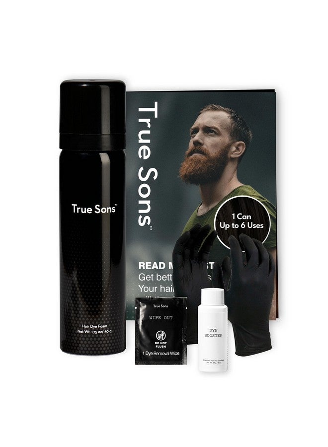 True Sons Hair Dye Foam for Men - Natural Look - Effortless, Multi-Use Dye Kit with Instant Color Booster Applicator, Ammonia-Free Formula For Sensitive Skin, Simpler Hair and Beard Dye (Brown Black) - Image 1