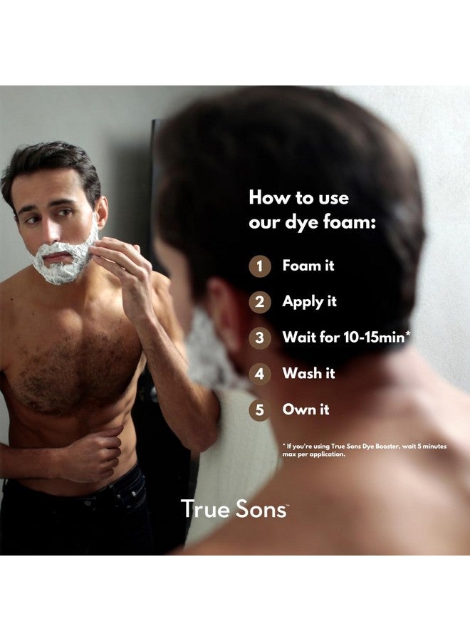 True Sons Hair Dye Foam for Men - Natural Look - Effortless, Multi-Use Dye Kit with Instant Color Booster Applicator, Ammonia-Free Formula For Sensitive Skin, Simpler Hair and Beard Dye (Brown Black) - Image 5
