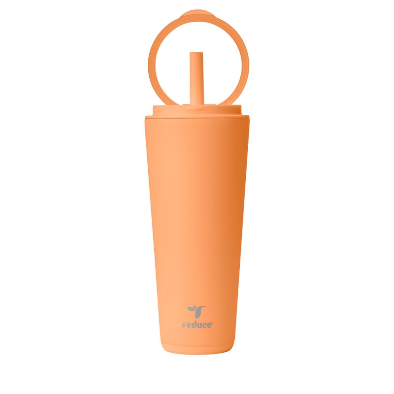 REDUCE Halo 32 oz Stainless Steel Vacuum Insulated Tumbler - Spill Proof Travel Mug with Flip Handle Lid - Keeps Drinks Cold for 32 Hrs - Dishwasher Safe - Cupholder Friendly - Papaya - Image 1