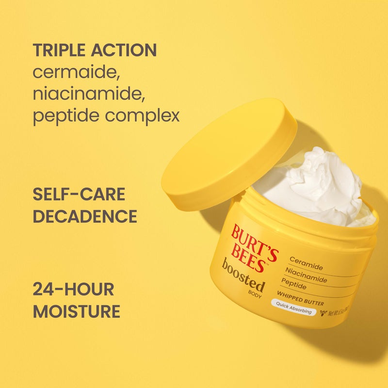 Burt's Bees Boosted Body Whipped Butter With a Ceramide, Niacinamide and Peptide Complex, Quick-Absorbing Body Butter Helps Support Skin Barrier, Tropical Scented, 6.5 oz. Jar - Image 2