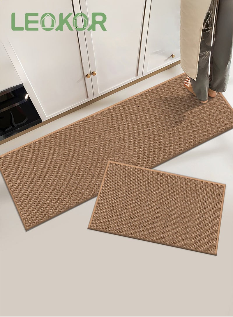 LEOKOR 2 PCS Kitchen Rugs Washable, Non-Slip Kitchen Mats Natural Rubber Kitchen Mats for Floor Runner Rugs Set Ergonomic Comfort Rug for Kitchen - Image 1