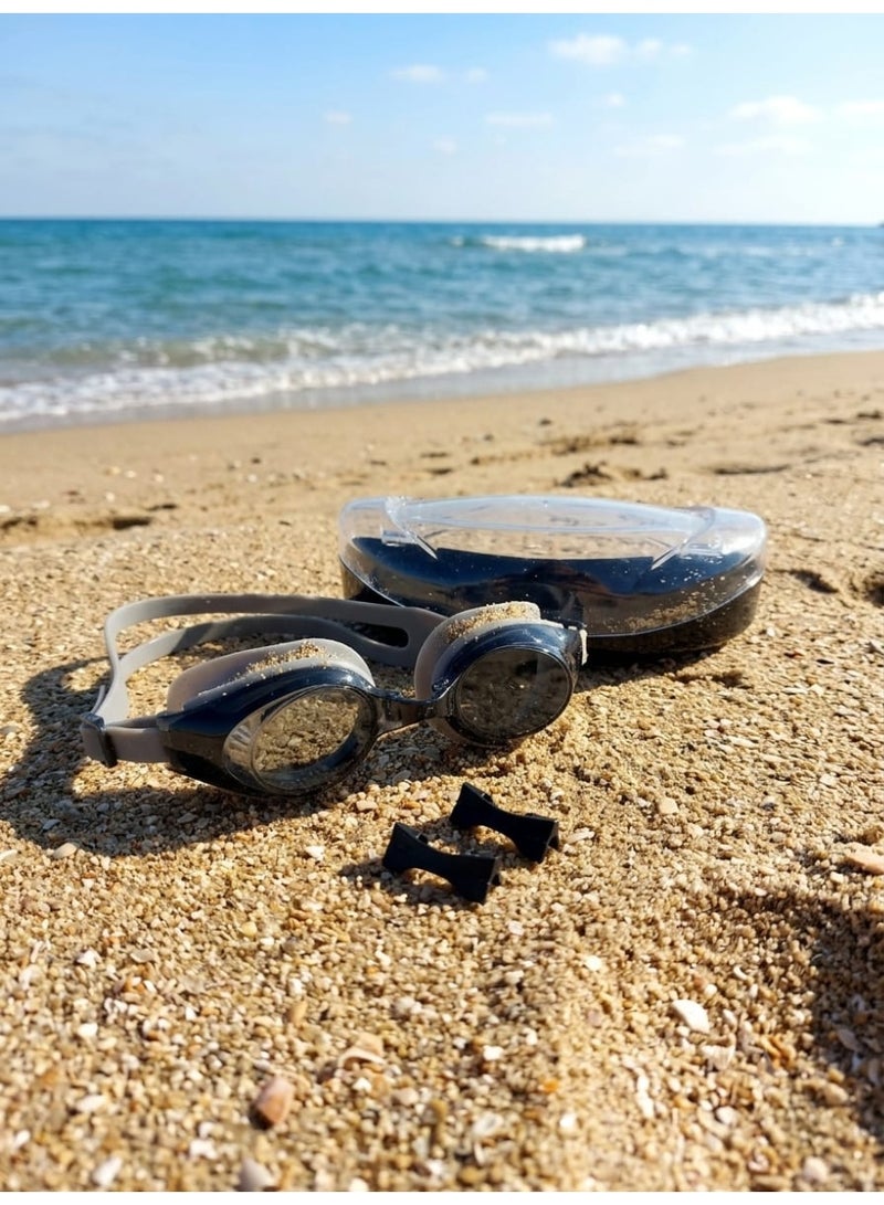 Premium Swimming Goggles – Anti-Fog, No Leakage, UV Protection | Adjustable Silicone Strap, Interchangeable Nose Pieces & Hard Travel Case Included (Black) - Image 4