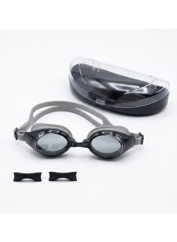 Premium Swimming Goggles – Anti-Fog, No Leakage, UV Protection | Adjustable Silicone Strap, Interchangeable Nose Pieces & Hard Travel Case Included (Black) - Image 1