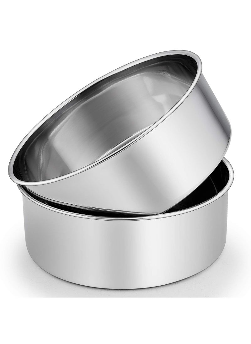 P&P CHEF PP CHEF Cake Pans Set Round Baking Pan Stainless Steel Layer Birthday Wedding Cake Oven Pans Non Toxic  Heavy Duty Deep Side  Mirror Finish Dishwasher Safe 8 Inch 2Pcs 