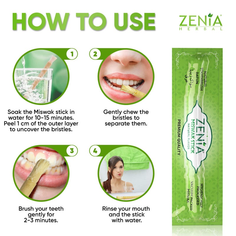 Zenia Sewak Natural Miswak Toothbrush - Vacuum Sealed Natural Flavor Traditional Peelu Toothbrush Stick - for Healthy Gums, Teeth, and Fresher Breath (1 Pack) - Image 3