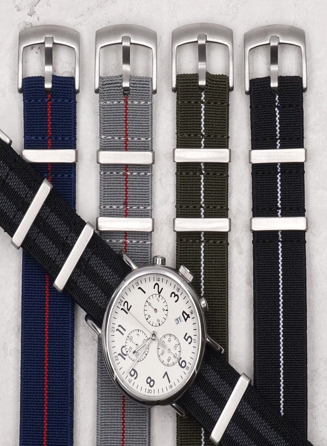 Benchmark Basics Elastic Watch Band - Parachute Nylon One-Piece Military Style Watch Straps for Men & Women - Choice of Color & Width - 20mm or 22mm, Green/White, 20mm, Military - Image 5