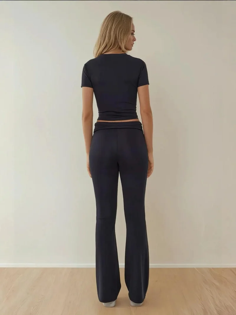 HICCUP Crop T-Shirt & Flare Leggings Two-Piece Coord Set