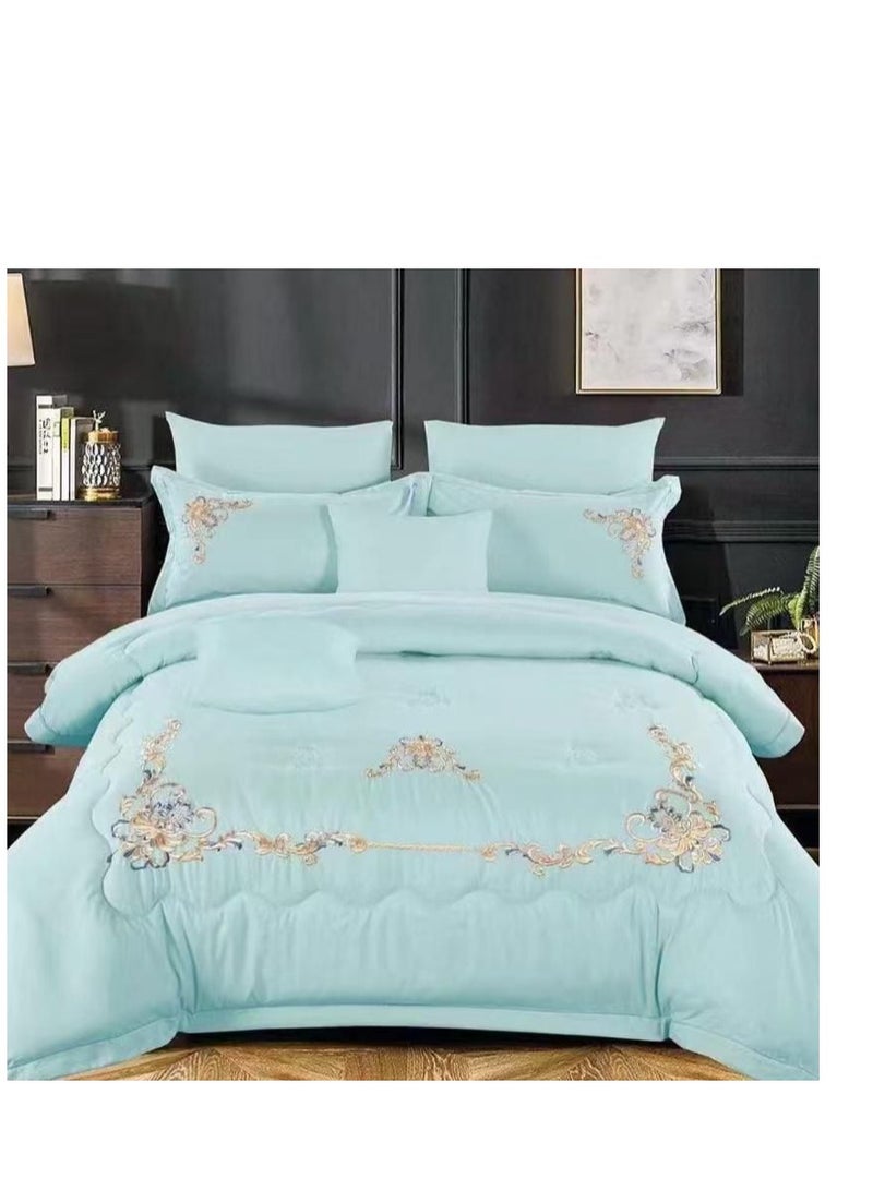 طقم لحاف Embrace King Comforter مكون من 6 قطع من القطن المصقول مقاس كينج، ملاءة سرير واحدة مثبتة 200 * 200 سم، لحاف واحد ثابت 220 * 240 سم، 4 قطع أغطية وسائد فائقة النعومة