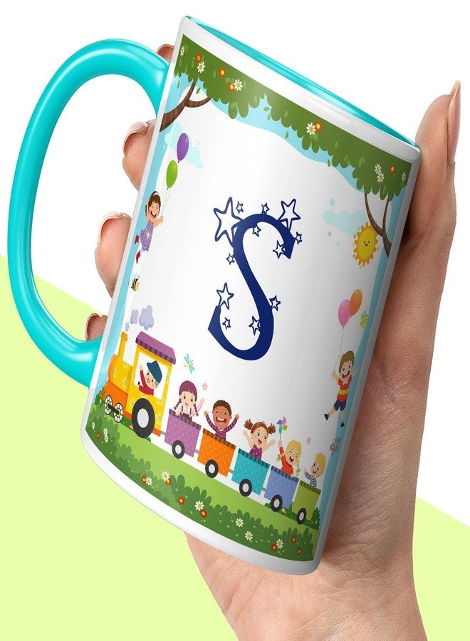 TrendoPrint Alphabet Letter S Sky Blue Printed Coffee Mug for Kids, Girls, Boys & Loved Ones Best Return Gift for Happy Birthday & Any Occasion - Image 1