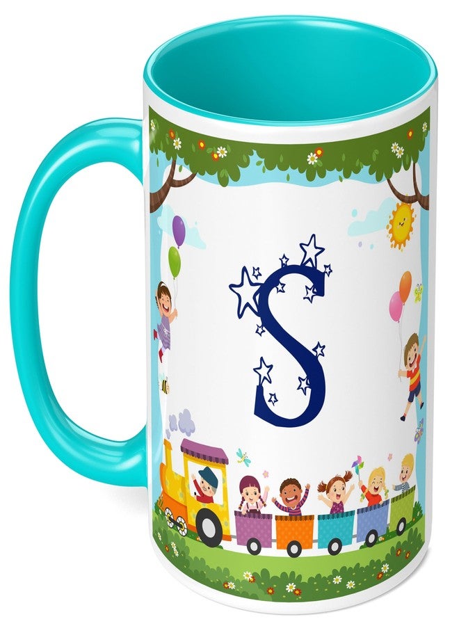 TrendoPrint Alphabet Letter S Sky Blue Printed Coffee Mug for Kids, Girls, Boys & Loved Ones Best Return Gift for Happy Birthday & Any Occasion - Image 2