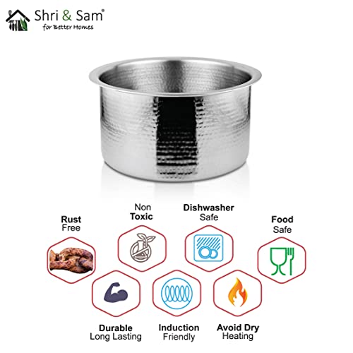 Shri & Sam Stainless Steel Heavy Weight Hammered Patila, 1.5 mm, 18 cm - Image 4
