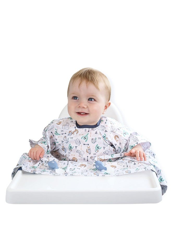 bibado - - Coverall Baby Feeding Bibs, Weaning Bib, Easy To Clean Baby Bibs For Eating, Adjustable High Chair Catch All Sleeved Bibs, Toddler Bib, Short Sleeve Feeding Bibs - Image 1