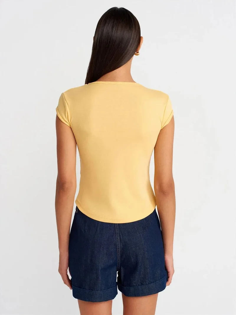 ديلفين DILVIN Women's Slim Fit Cotton Crew Neck T-Shirt