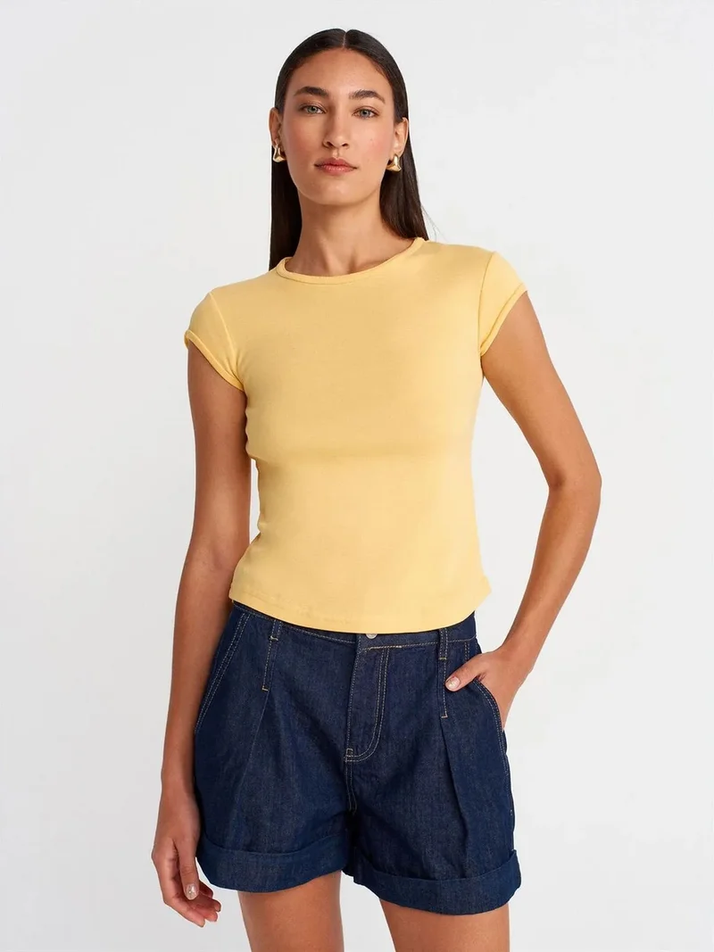 ديلفين DILVIN Women's Slim Fit Cotton Crew Neck T-Shirt
