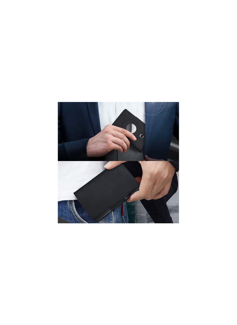 Dubkart Smart Air Tag Wallet | RFID Credit Card Money Holder Automatic Pop up Mini Aluminum Wallet | Pocket-Sized and Slim Design Multipurpose Accessory for AirTag | Airtag Case Cover for Men…, Black Leather  - Image 5