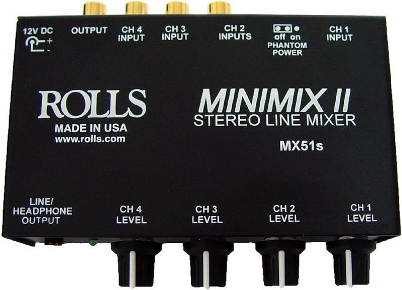 rolls MX51S Mini Mix 2 Four-Channel Stereo Line Mixer Black - Image 1