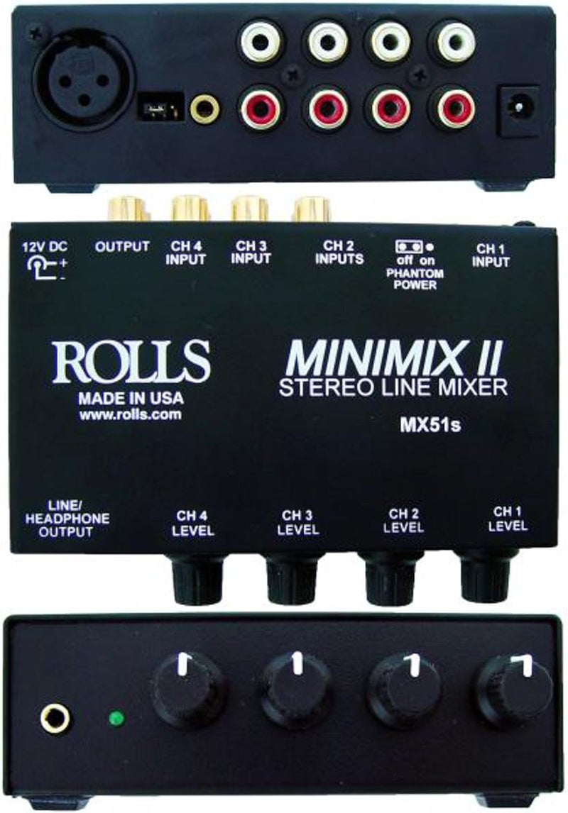 rolls MX51S Mini Mix 2 Four-Channel Stereo Line Mixer Black - Image 2