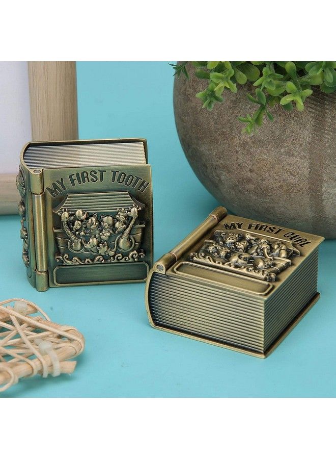 Agatige 2Pcs Baby Tooth Fairy Box Baby First Tooth And Curl Keepsake Box Tooth Holder Book Shaped Trinket Box Gift Box For Child Kids - Image 3