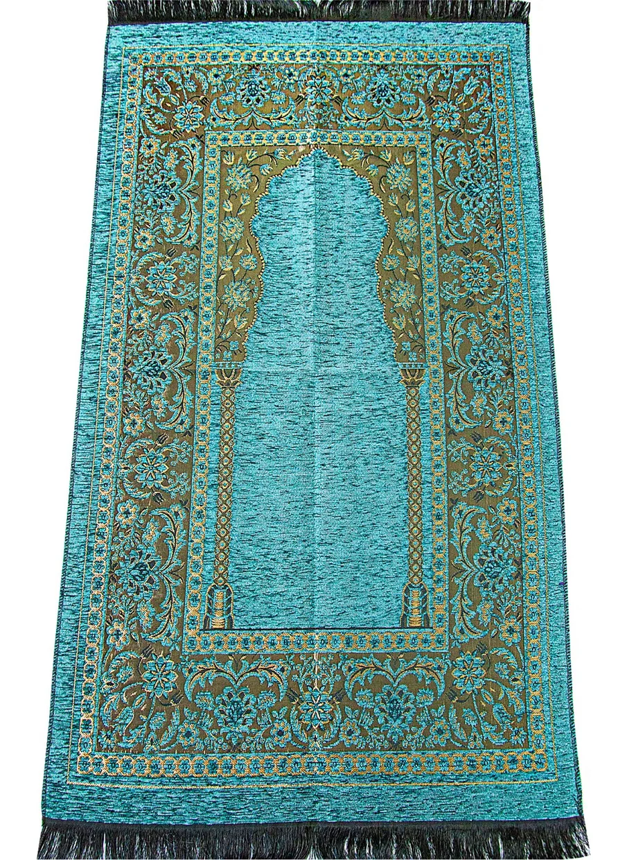 İhvan Online Luxury Thick Chenille Prayer Rug with Mihrab Neon Oil